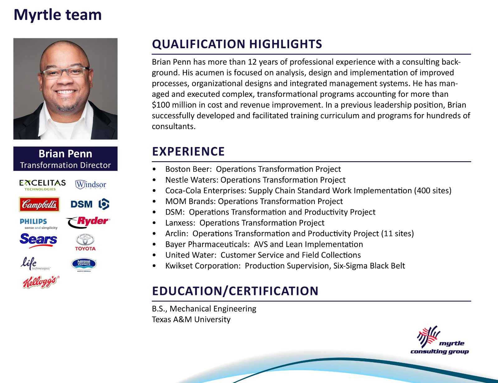 Myrtle team qualification profile