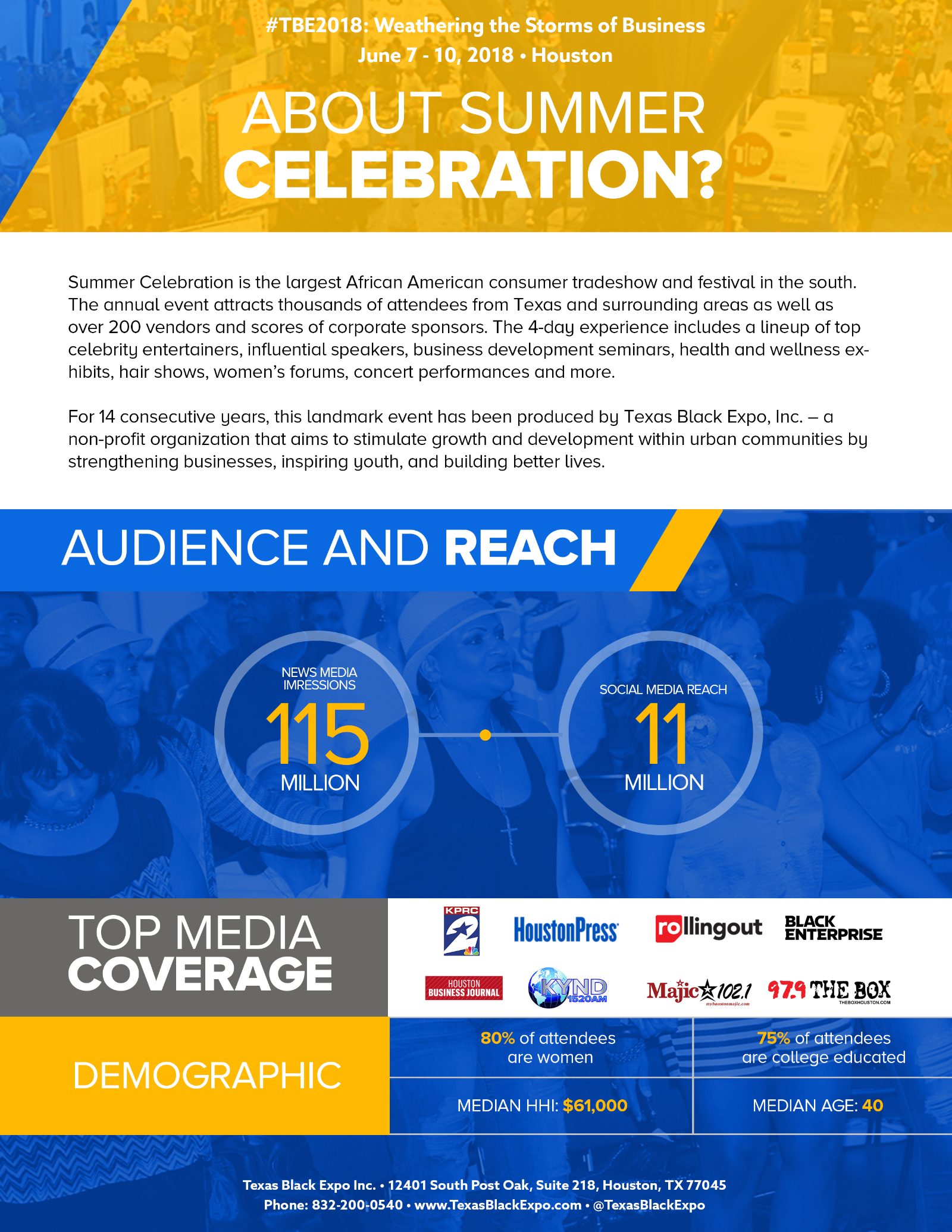 TBE sponsorship package, audience and reach